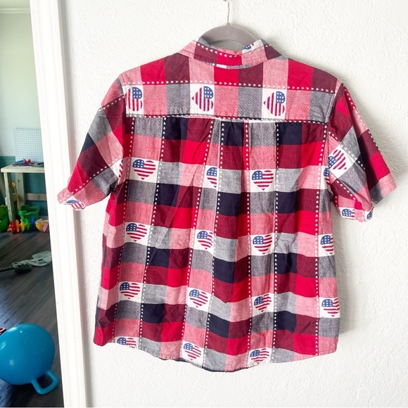 Vintage Top Women's Large Plaid American Flag Heart Button Down Grancmacore 90s - Picture 2 of 7